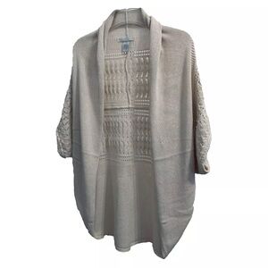 Design History Top Womens Shrug Short Sleeve Knit Cardigan Cotton Blend Ivory XS